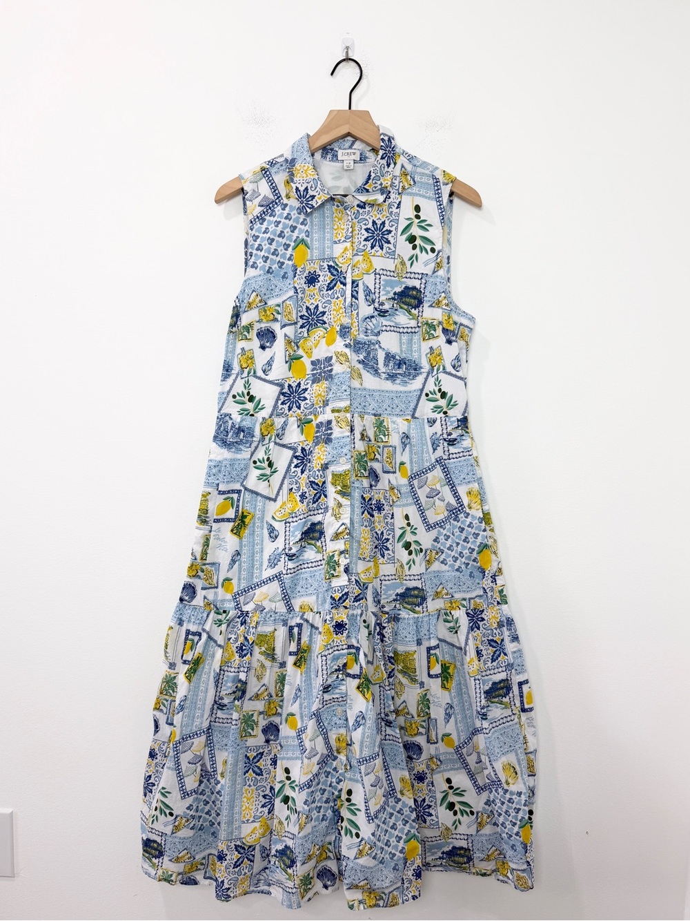J. Crew Collared Midi Dress Lemon La Dolce Vita Size 12 - Picture 2 of 8